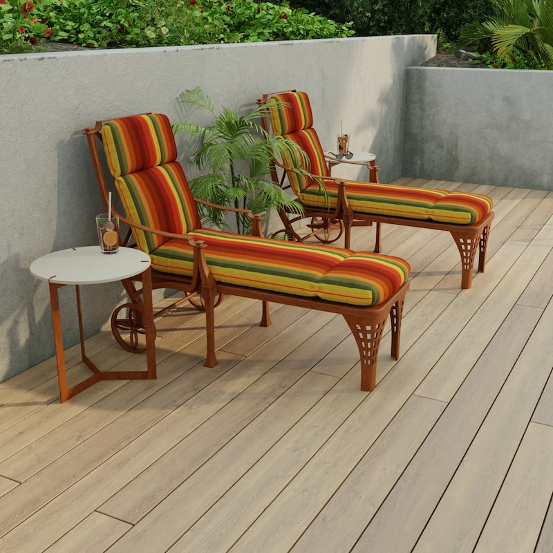 74" x 22" Outdoor Chaise Lounge Cushion with Ties and Loop - 74'' L x 22'' W x 5'' H