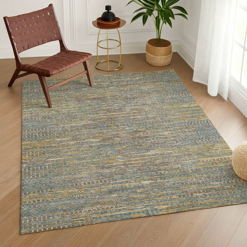 Machine Washable Indoor/ Outdoor Casual Keystone Chantille Rug