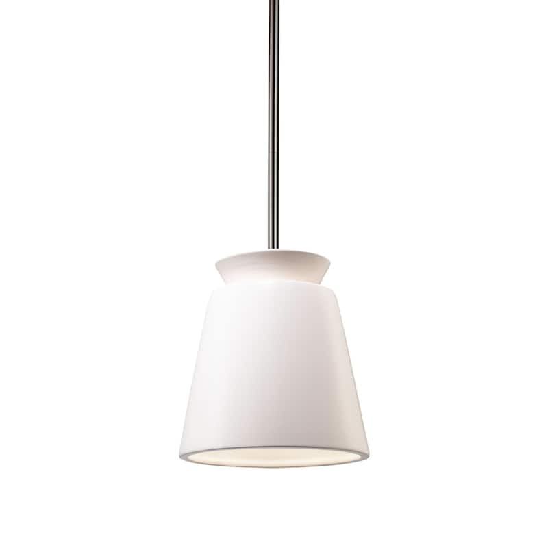 Justice Design Group Small Trapezoid Pendant - Rigid Stem - Matte White/Brushed Nickel
