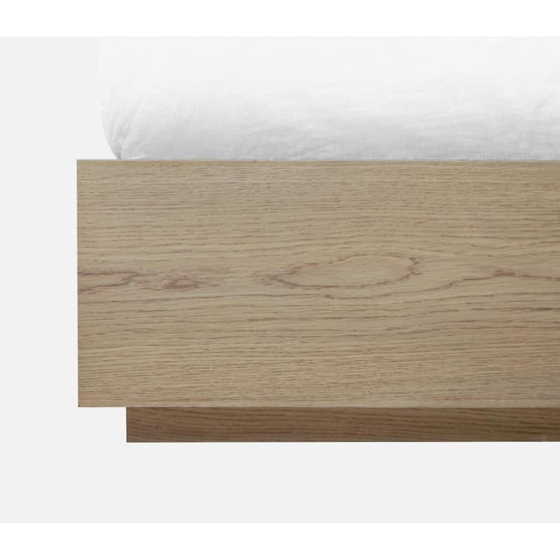 Aziel California King Platform Bed, Panel Headboard, White Oak Brown Finish