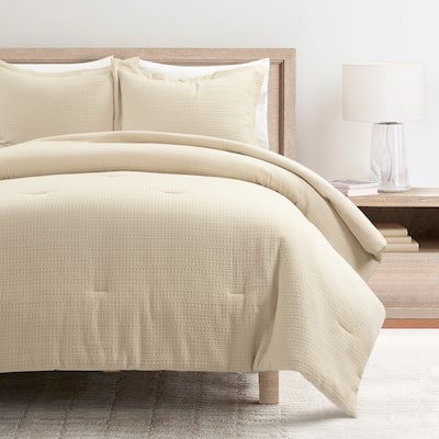 Lush Decor Haniya Solid Waffle Woven Cotton Textured Comforter Set