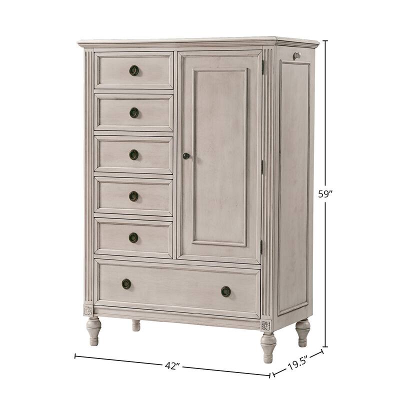Viola 42" Wide Transitional Chifferobe, Lace Beige