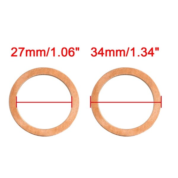 2 Pcs 40mm Inner Diameter Copper Washers Flat Sealing Gasket Rings...