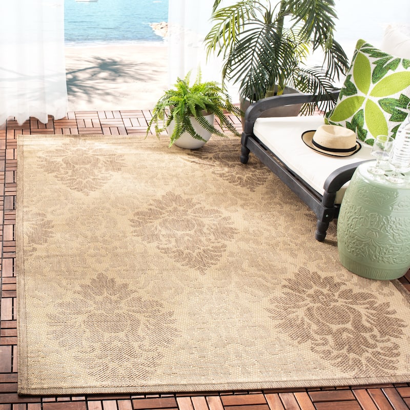 SAFAVIEH Courtyard Willene Boho Indoor/ Outdoor Waterproof Patio Backyard Rug - 5'3" x 7'7" - Natural/Brown