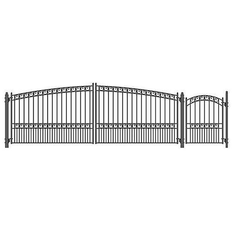 ALEKO Set of Paris Style Steel Swing Dual Driveway 16 ft Gate with Pedestrian Gate - 16 ft x 6 ft / 5 ft x 4 ft