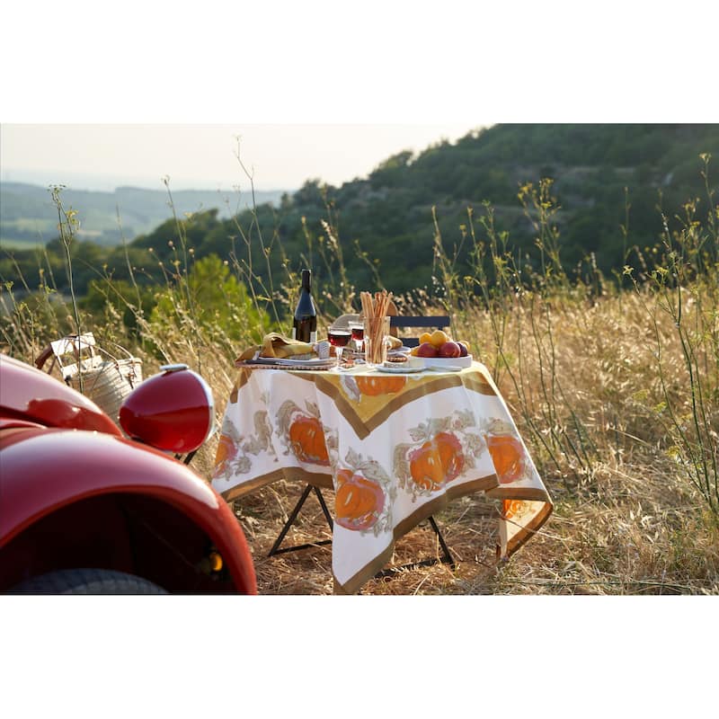 Couleur Nature Pumpkin Harvest Square Cotton Tablecloth