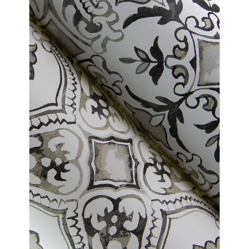 Chesapeake Marjoram Black Floral Tile Wallpaper