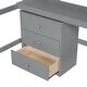 preview thumbnail 9 of 28, Wood Twin Size Loft Bed with Desk, Blackboard, Storage Box, Shelf & 3 Drawers, Safe Design with Guardrails, Grey