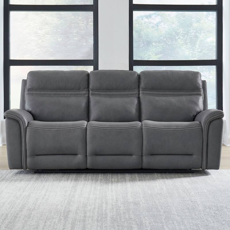 Liberty Furniture Cooper Power Sofa - Blue Gray - Width 87" x Depth 41" x Height 41"
