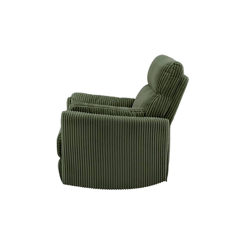 Montclair Plush Corduroy Fabric Manual Swivel Glider Recliner by iNSPIRE Q Classic