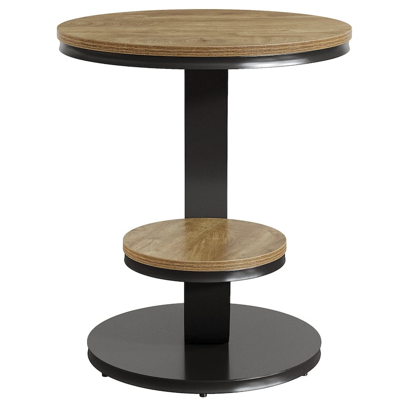 Round End Table, 2 Tiers Side Table with Storage Shelf