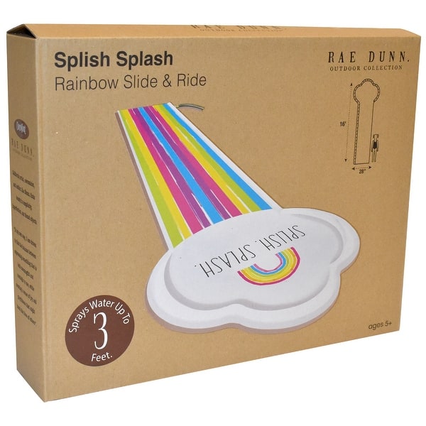 slide 2 of 5, Rae Dunn: Splish Splash Rainbow Slide & Ride -16 Foot Water Slide Sprinkler, CocoNut Float, Durable Sliding Mat, Age 5+ - Multi