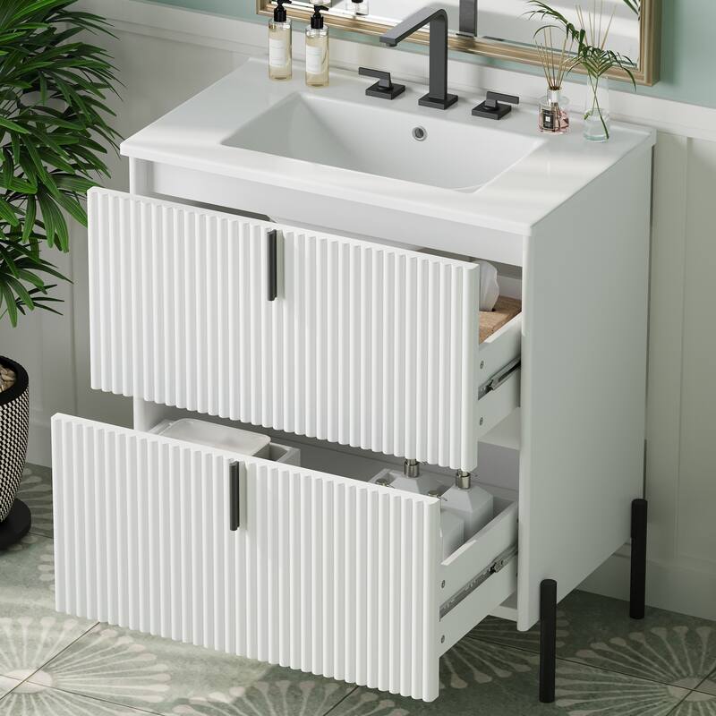 Freestanding Bathroom Vanity with Ceramic Sink