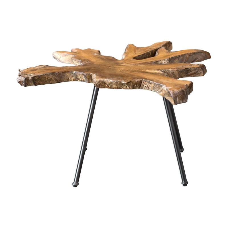 Uttermost Kravitz 28" Wide Wood Top Iron Side Table