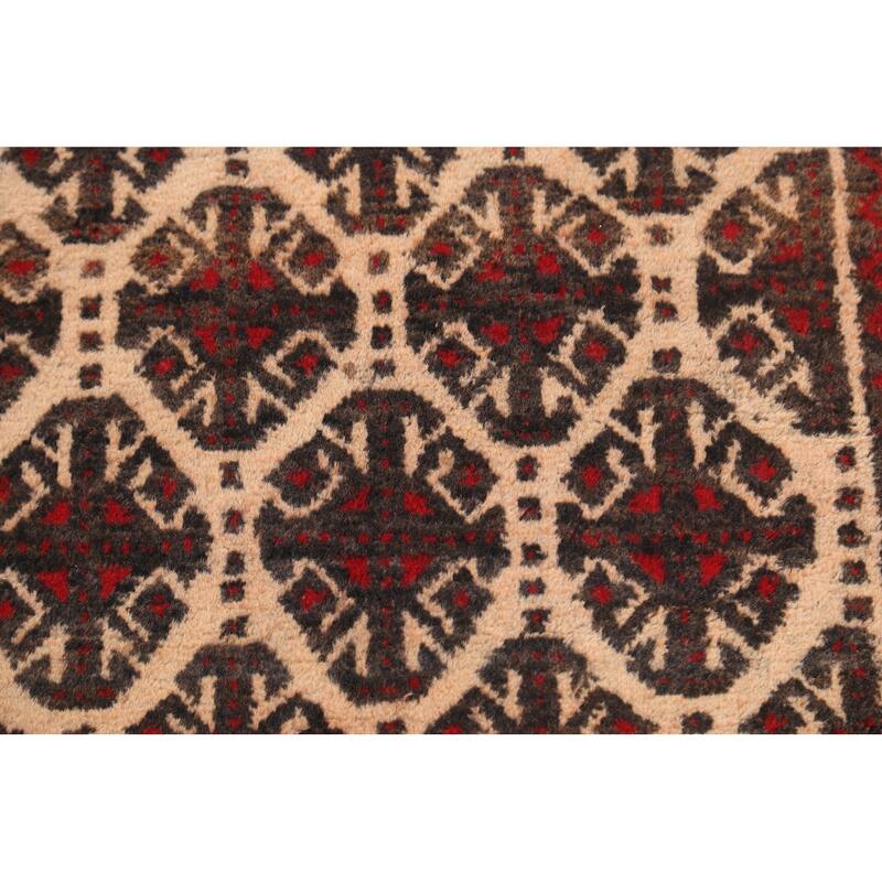 Geometric Balouch Persian Wool Area Rug Hand-knotted Office Carpet - 3'7" x 6'4"