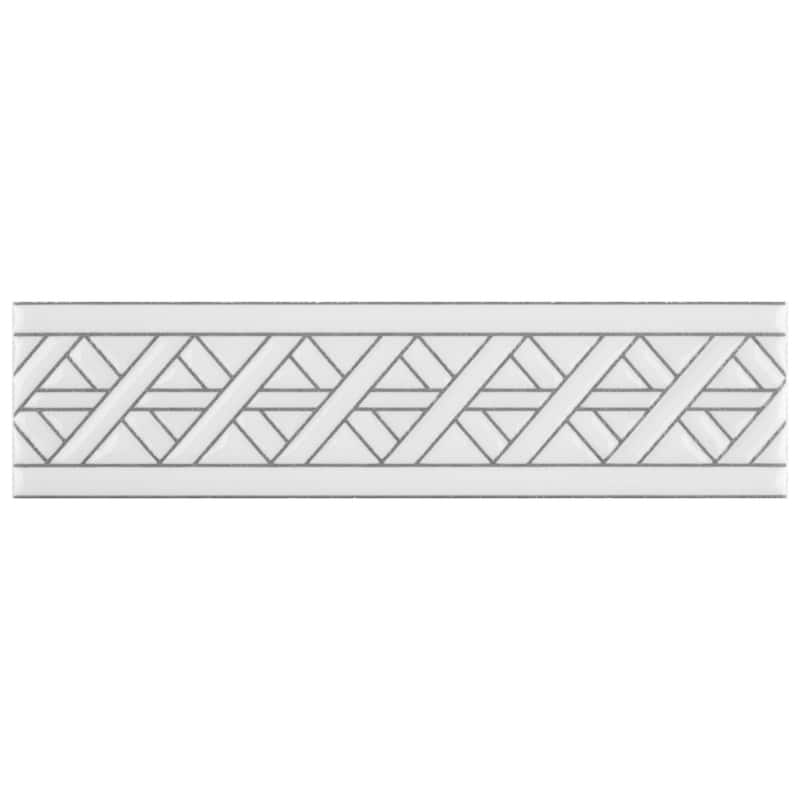 Merola Tile Sevillano Listello Camino White 2" x 7-7/8" Ceramic Wall Trim - (1 Tile) - (1 Tile)