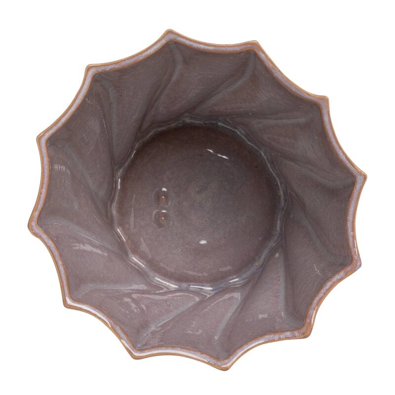 Stoneware Swirled Planter in Reactive Glaze