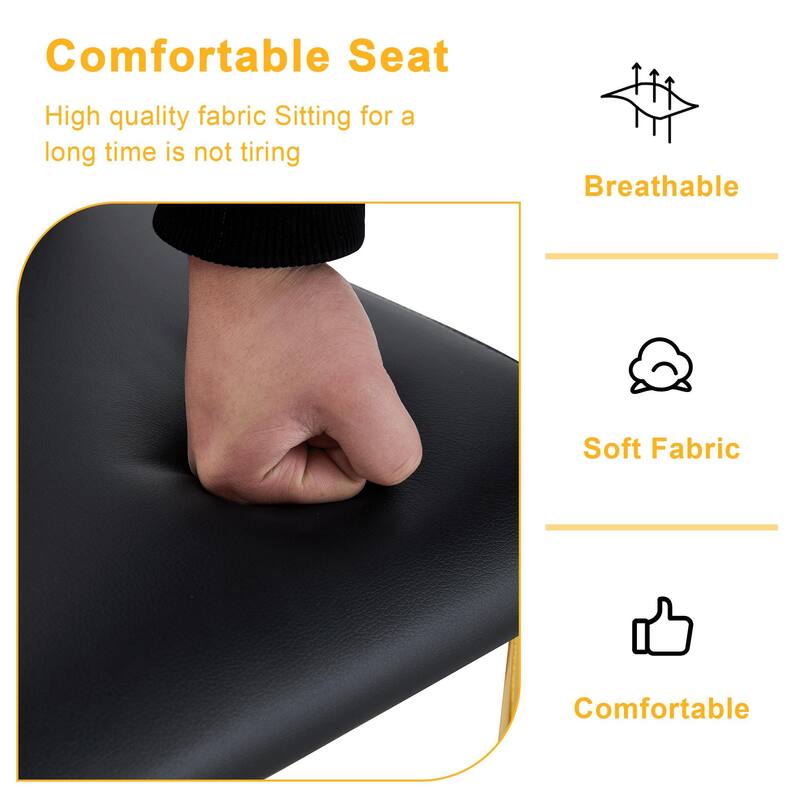 PU Dining Chair Set, Uniquely Designed Black Dining Chairs, Pu Material, Paired With Gold Metal Chair Legs (Set Of 4)