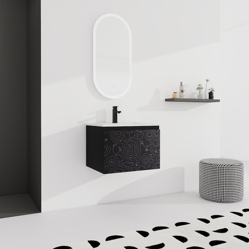24'' Floating Wall-Mounted Bathroom Vanity With Ceramics Sink & Soft-Close Cabinet Door