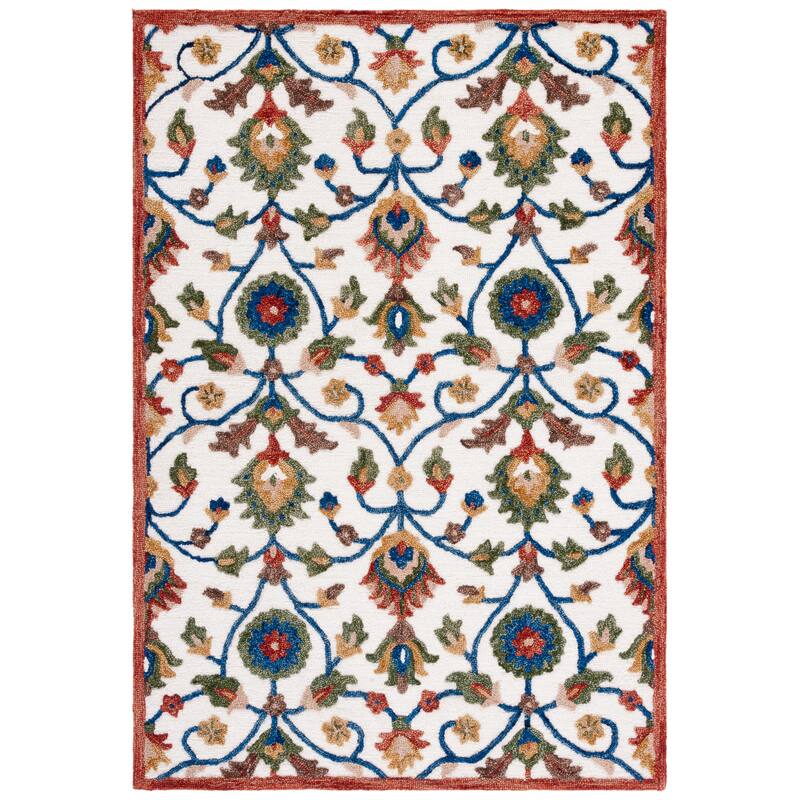 SAFAVIEH Handmade Blossom Violanta Floral Wool Rug - 4' x 6' - Ivory/Green