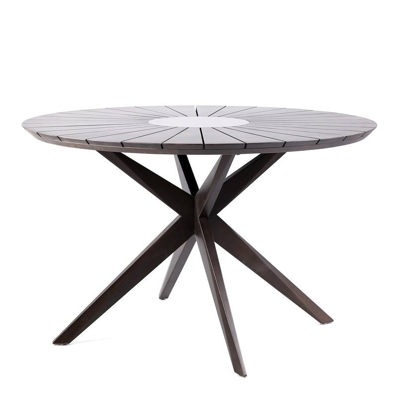 Sachi and Island Mid-Century Rope and Solid Wood 5 Piece Outdoor Dining Set