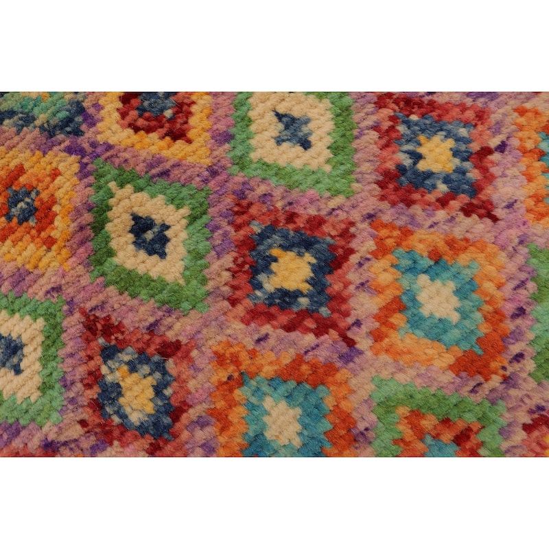 Shabby Chic Balochi Marsh Purple/Rust Hand Knotted Wool Rug - 3'5'' x 4'11''