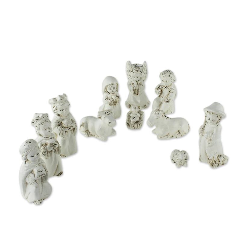 Novica Handmade Antique El Salvador Bethlehem Ceramic Nativity Scene (11 Pieces)