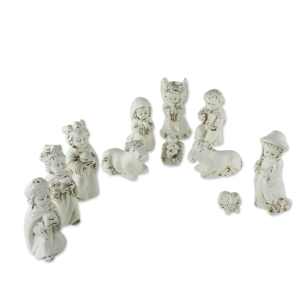 Novica Handmade Antique El Salvador Bethlehem Ceramic Nativity Scene (11 Pieces)