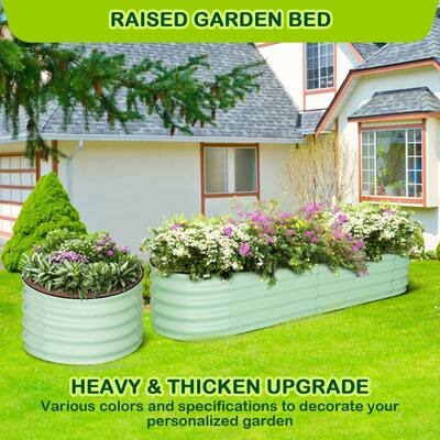8x2x1.5ft Oval+2x2x1.5ft Round Galvanized Raised Garden Bed