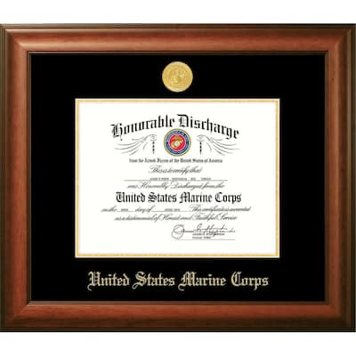 Patriot Frames Marine 8.5x11 Discharge Walnut Frame Gold Medallion