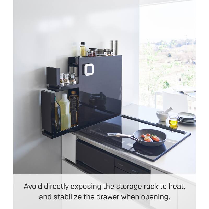 Yamazaki Home Two-Tier Sliding Drawer Seasoning Rack, Steel - L 19.69 x W 4.92 x H 20.67 inches