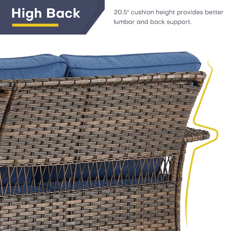 Gymojoy 3-Seat Patio Wicker Sofa Outdoor Rattan Couch