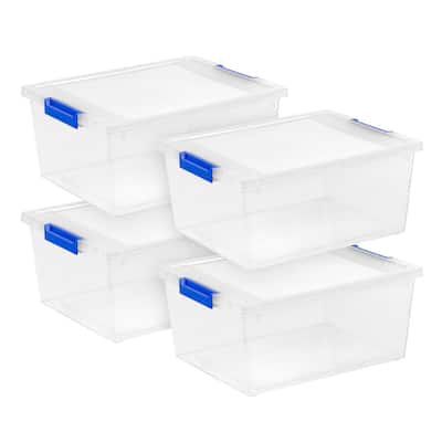 IRIS USA® CLIP BOX 12 Qt Buckle Lid - Clear - Set of 4
