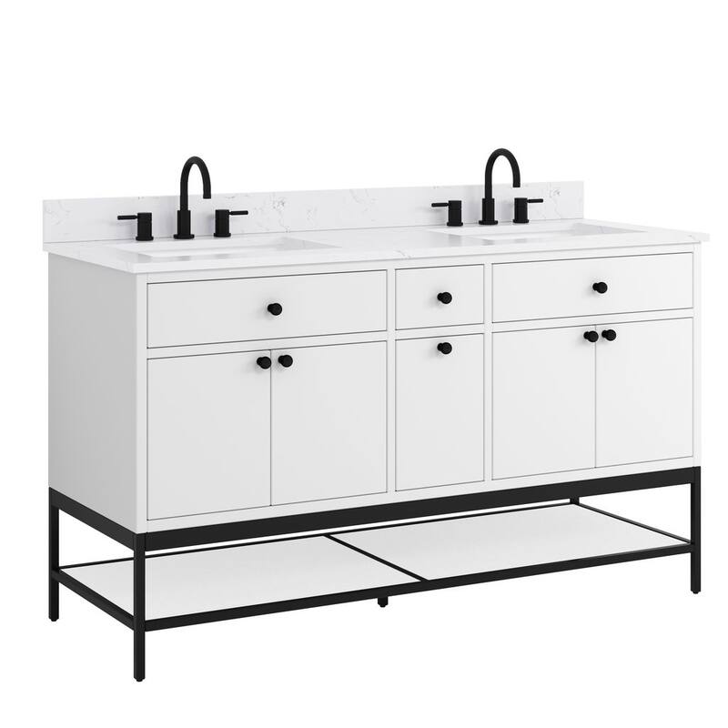 Avanity Paisley 60 in. Double Sink Vanity with Cala White Engineered Top