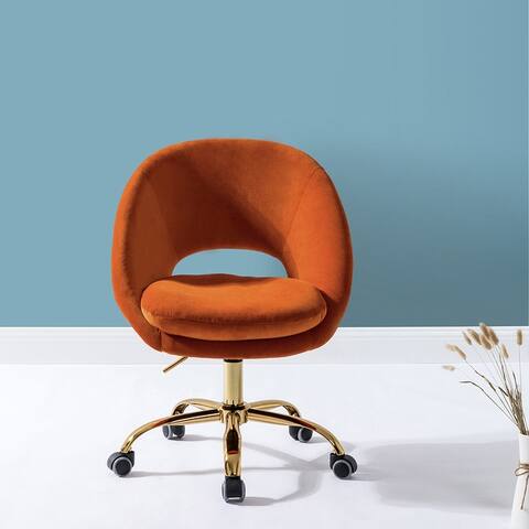 Savas Height Adjustable Swivel Velvet Task Chair with Gold Base by HULALA HOME