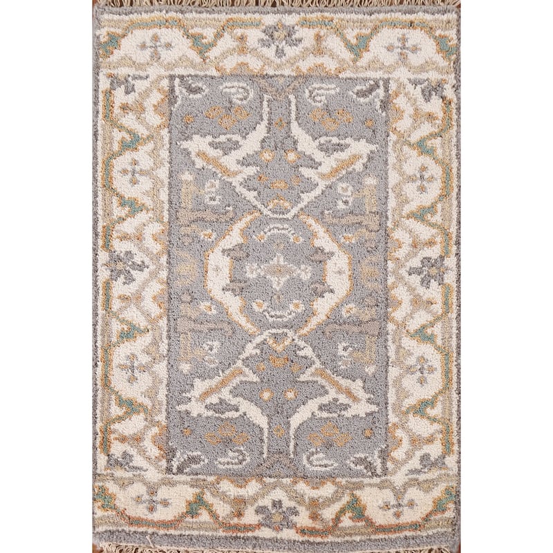 Geometric Oushak Indian Area Rug Handmade Wool Carpet - 2'0"x 3'0"