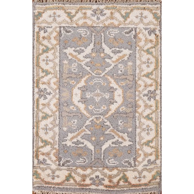 Geometric Oushak Indian Area Rug Handmade Wool Carpet - 2'0"x 3'0"