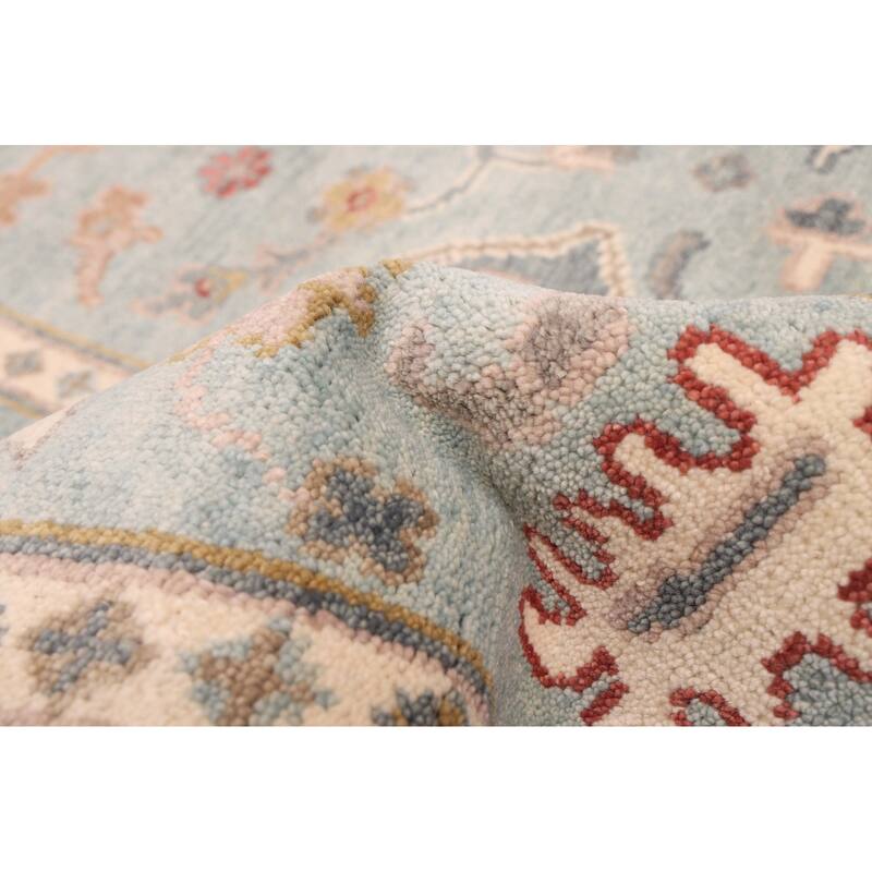 ECARPETGALLERY Hand-knotted Modern Oushak Light Blue Wool Rug - 8'9 x 11'10