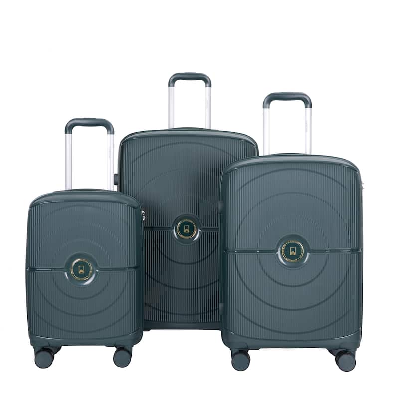 3-Piece, Luggage Sets, Hard-Shell Luggage with 2 Swivel Wheels and TSA Lock, for Boarding Travel, Green - Green