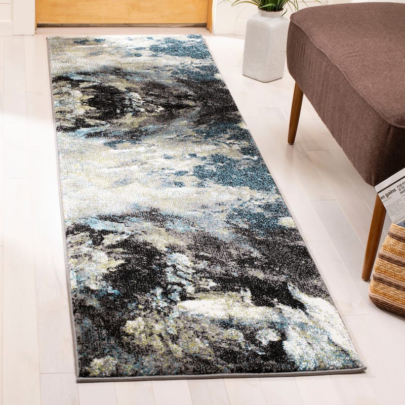 SAFAVIEH Glacier Benoîte Modern Abstract Rug - 2'3" x 8' Runner - Blue/Multi