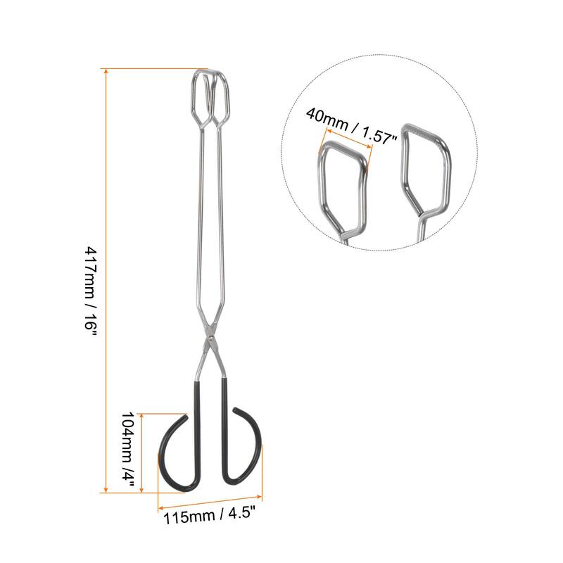 2pcs Stainless Steel Scissor Tongs 16" Barbecue Grilling Tongs with Black Handle - Black