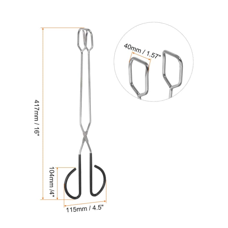 Stainless Steel Scissor Tongs 16" Barbecue Grilling Tongs with Black Handle - Black