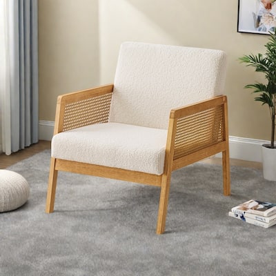 Sherpa Mid-Century Accent Chair with Solid Wood Frame and 330lb Capacity