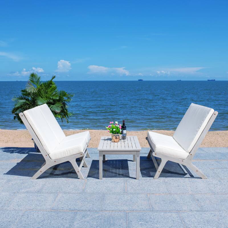 SAFAVIEH Outdoor Aryana 4-Piece Conversation Patio Set with Accent Pillow - 46W x 34D x 32H