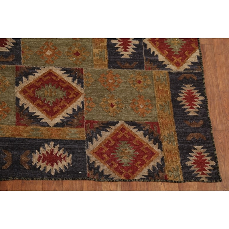 Kilim Oriental Area Rug Flatweave Sotuhwestern Wool Carpet - 7'6"x 10'1"