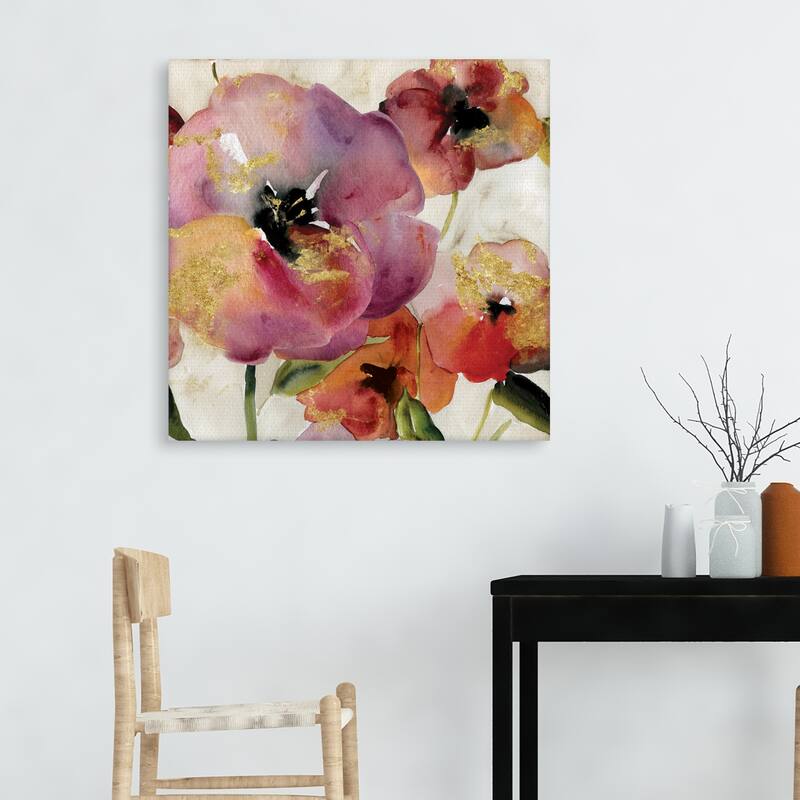 Gold Poppy Punch I Square by Carol Robinson Canvas Art Print