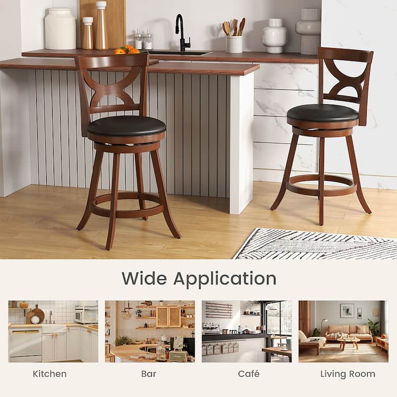 Gymax 4pcs 24 inch Bar Stools Swivel Counter Height w/ PVC Leather
