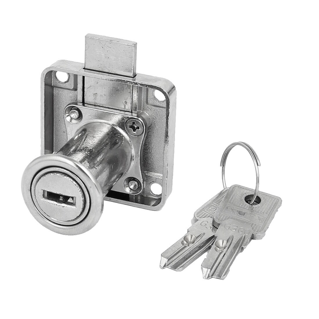 19mm X 32mm Cylinder Metal Square Base Desk Drawer Locks Silver Tone W 2 Keys Overstock 17594010
