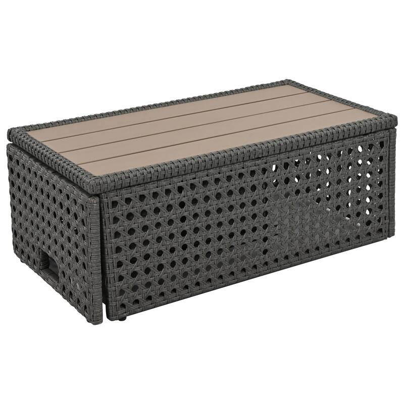 Outdoor 6-Piece Rattan Sectional Sofa Set with Adjustable Seat & Ice Bucket Table