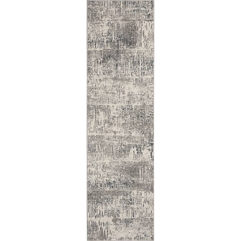 Michael Amini MA90 Uptown Abstract Area Rug - 2' 2" x 7' 6" - Ivory/Grey - Runner